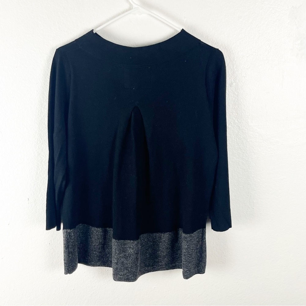 ANTHROPOLOGIE Angel Of The North Black With Gray Trim Cashmere Blend Top Large